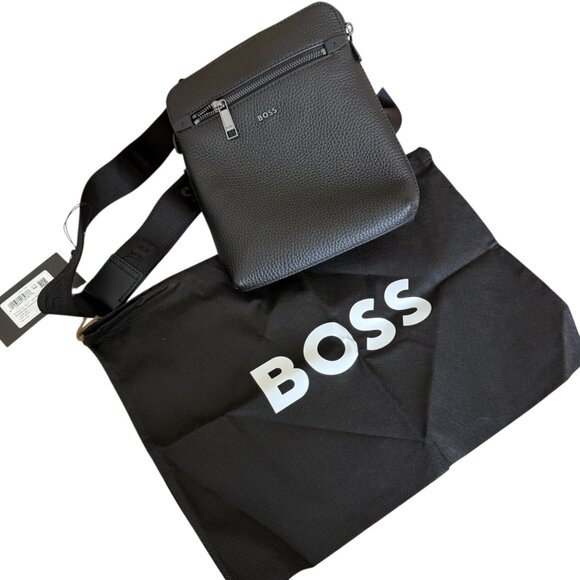 HUGO BOSS Morval_S All Leather Zip Env_O Bag 50517985 Black - Picture 2 of 16